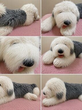 Large Old English Sheepdog Plush 🐶 Gray & White Fluffy Stuffed Animal
